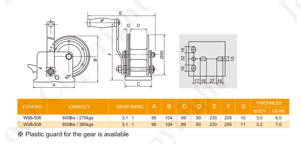 palang-cap-quay-tay Kích thước tời tay nhỏ gọn
